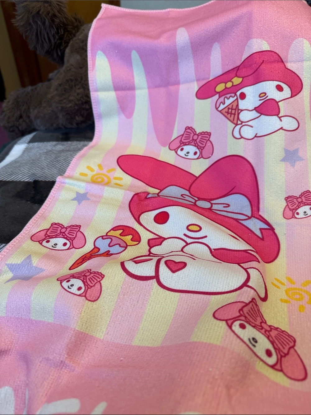 My Melody Pink & Pastel Striped Character Towel
